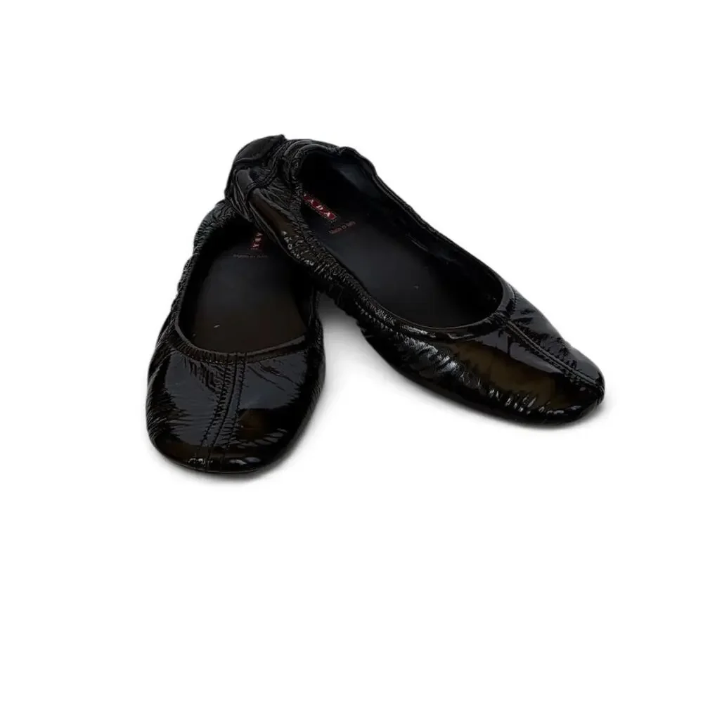 Prada Black Patent Leather Ballet Flats 36 US 6